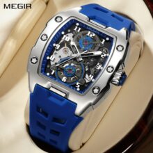Montre MEGIR homme Automatique mécanique squelette bracelet silicone – Image 10