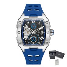 Montre MEGIR homme Automatique mécanique squelette bracelet silicone – Image 1