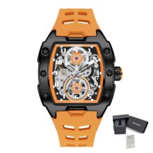 Montre MEGIR homme Automatique mécanique squelette bracelet silicone – Image 2