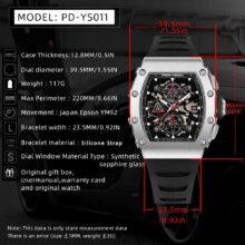 Montre automatique PAGANI DESIGN Squelette homme, en acier inoxydable – Image 13