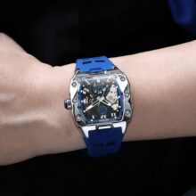 Montre MEGIR homme Automatique mécanique squelette bracelet silicone – Image 9