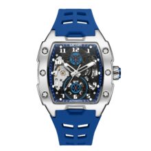 Montre MEGIR homme Automatique mécanique squelette bracelet silicone – Image 8