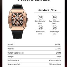 Montre MEGIR 2218 Chronographe sportif étanche, bracelet silicone – Image 6