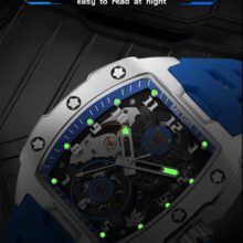 Montre MEGIR homme Automatique mécanique squelette bracelet silicone – Image 5