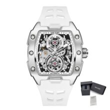 Montre MEGIR homme Automatique mécanique squelette bracelet silicone – Image 3