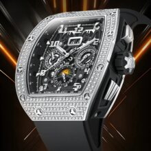 Montre Bonest Gatti Automatique squelette tonneau en acier & cristal – Image 4