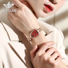 Montre femme OUPINKE Quartz diamant style goutte oval – Image 5