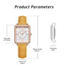 Montre femme Megir Quartz minimaliste rectangle 26 mm – Image 8