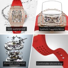 Montre femme OUPINKE Automatique squelette « Love Angel Wings » – Image 5