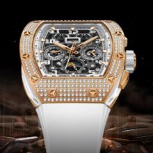 Montre Bonest Gatti Automatique squelette tonneau en acier & cristal – Image 9