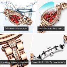 Montre femme OUPINKE Quartz diamant style goutte oval – Image 4