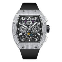 Montre Bonest Gatti Automatique squelette tonneau en acier & cristal – Image 1