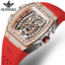 Montre femme OUPINKE Automatique squelette « Love Angel Wings » – Image 1