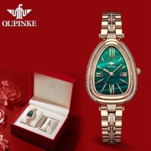 Montre femme OUPINKE Quartz diamant style goutte oval – Image 1